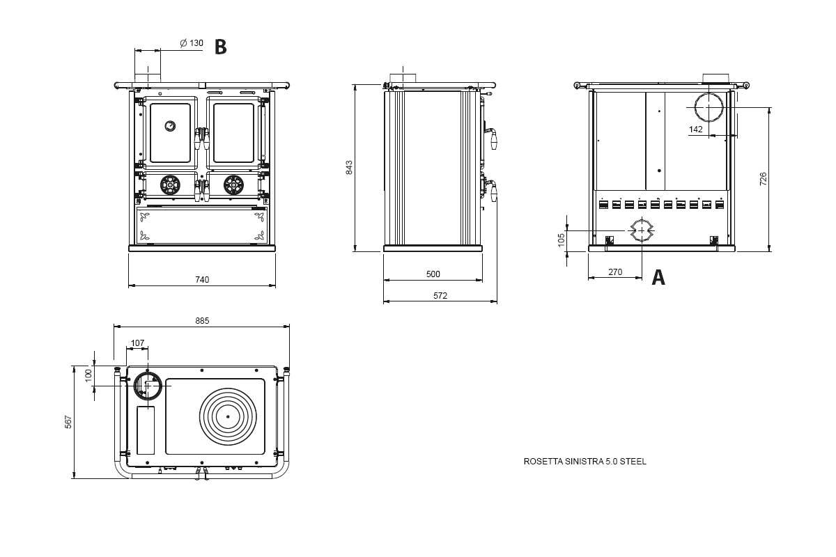 Holzherd Rosetta Sinistra Steel 5.0 von La Nordica